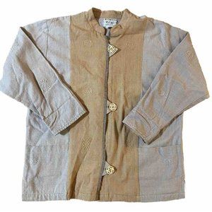 Veranda Wear Top 100% Handwoven Cotton Embroidered Figures Neutral S/M Mexico